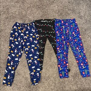 Kids Festive Printed Leggings Set - Blue, Black, Multicolor